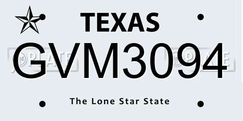 GVM3094 Texas License Plate