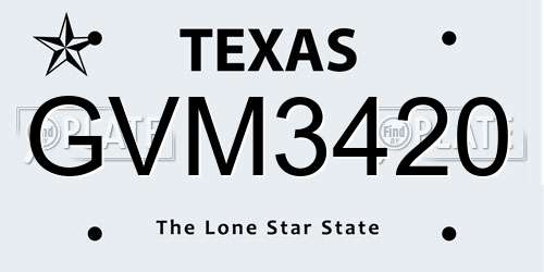 GVM3420 Texas License Plate
