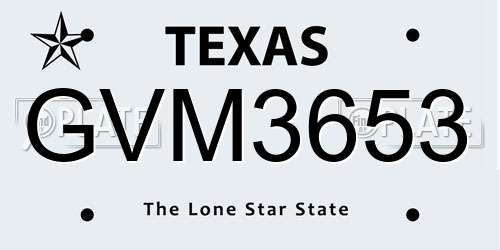 GVM3653 Texas License Plate