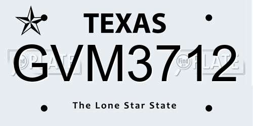 GVM3712 Texas License Plate