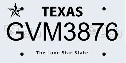 GVM3876 Texas License Plate