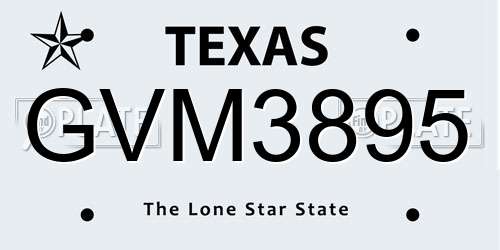 GVM3895 Texas License Plate