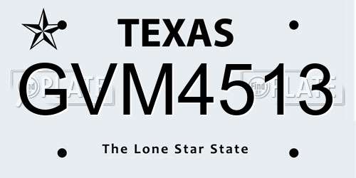 GVM4513 Texas License Plate