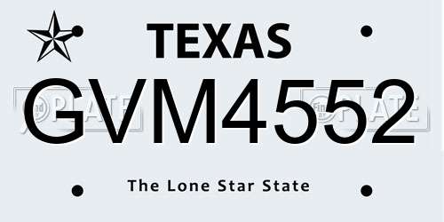 GVM4552 Texas License Plate