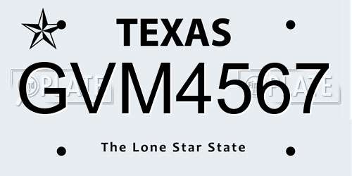 GVM4567 Texas License Plate