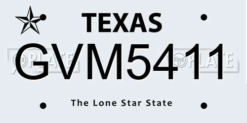 GVM5411 Texas License Plate