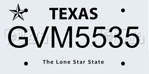 GVM5535 Texas License Plate