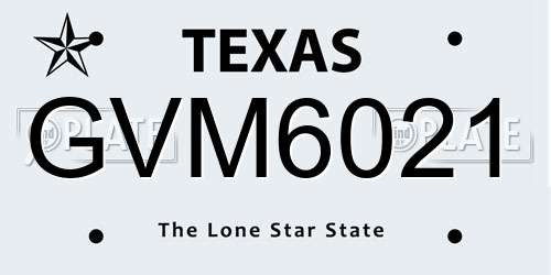GVM6021 Texas License Plate