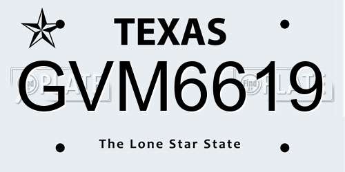 GVM6619 Texas License Plate