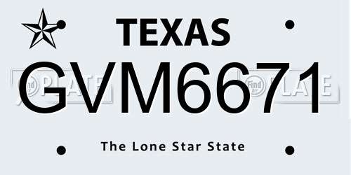 GVM6671 Texas License Plate