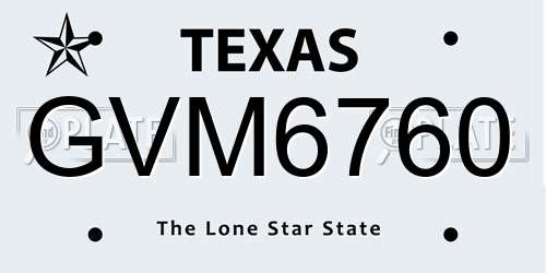 GVM6760 Texas License Plate
