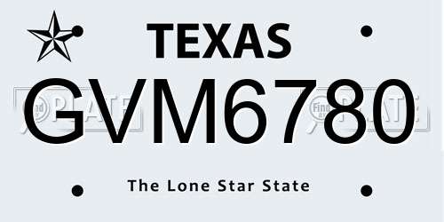 GVM6780 Texas License Plate