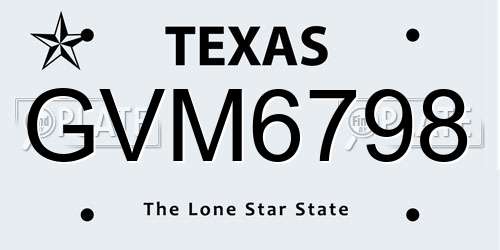 GVM6798 Texas License Plate