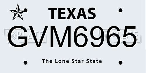 GVM6965 Texas License Plate