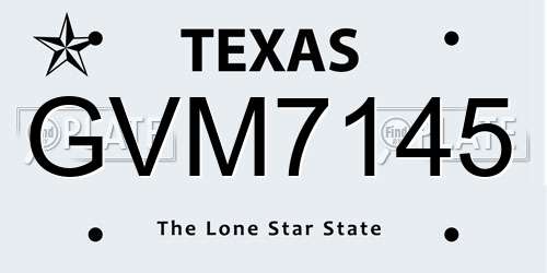 GVM7145 Texas License Plate
