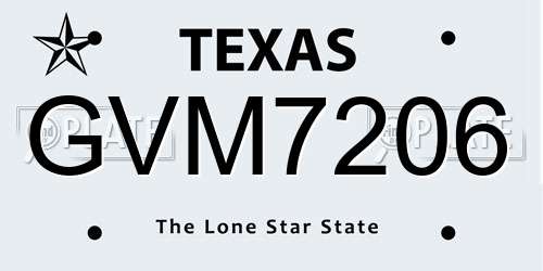 GVM7206 Texas License Plate