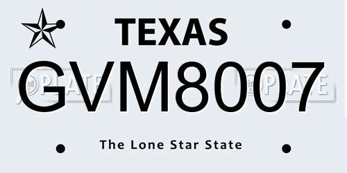 GVM8007 Texas License Plate