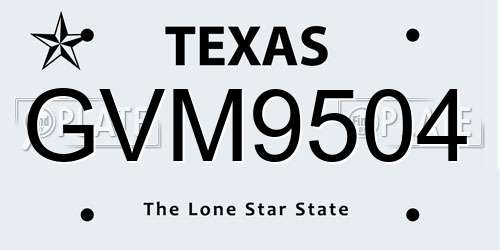 GVM9504 Texas License Plate