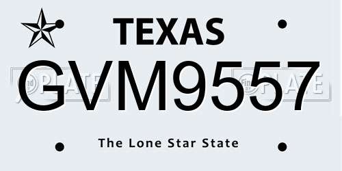 GVM9557 Texas License Plate