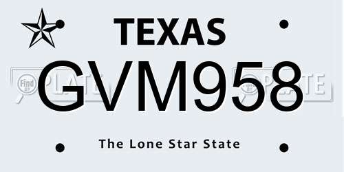 GVM958 Texas License Plate