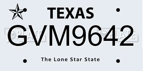 GVM9642 Texas License Plate