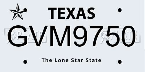 GVM9750 Texas License Plate