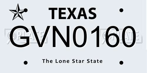 GVN0160 Texas License Plate