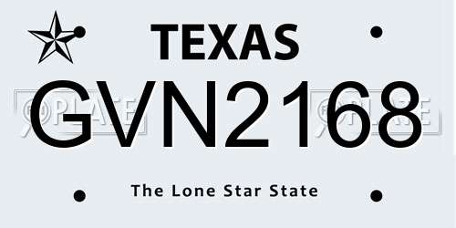 GVN2168 Texas License Plate