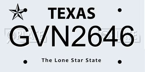 GVN2646 Texas License Plate