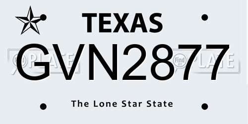 GVN2877 Texas License Plate