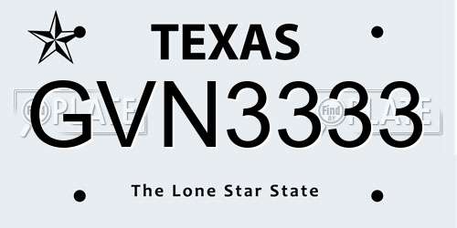 GVN3333 Texas License Plate