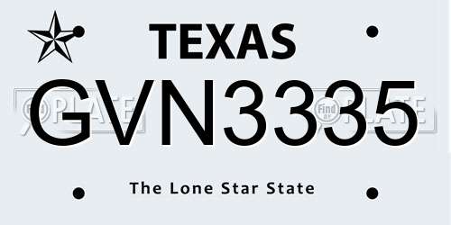 GVN3335 Texas License Plate