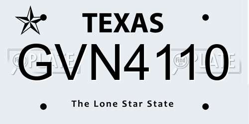GVN4110 Texas License Plate