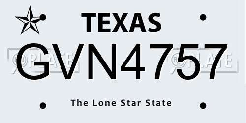 GVN4757 Texas License Plate