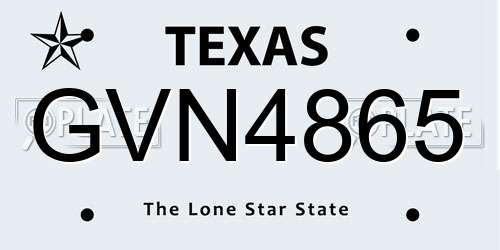 GVN4865 Texas License Plate