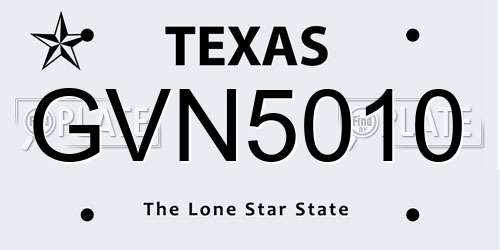 GVN5010 Texas License Plate