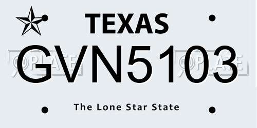 GVN5103 Texas License Plate