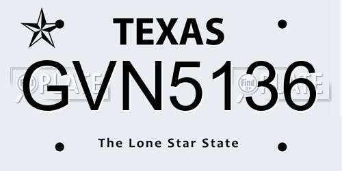 GVN5136 Texas License Plate