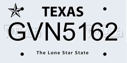 GVN5162 Texas License Plate