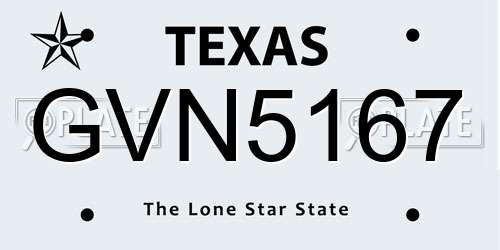 GVN5167 Texas License Plate