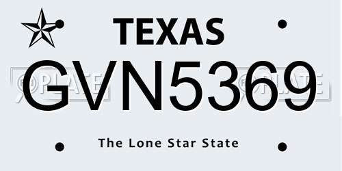 GVN5369 Texas License Plate