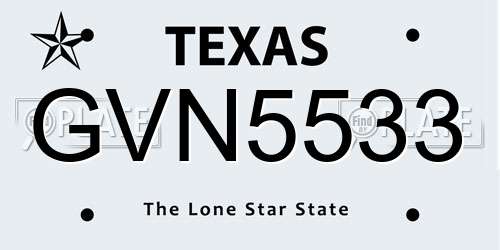 GVN5533 Texas License Plate