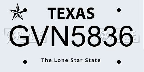 GVN5836 Texas License Plate