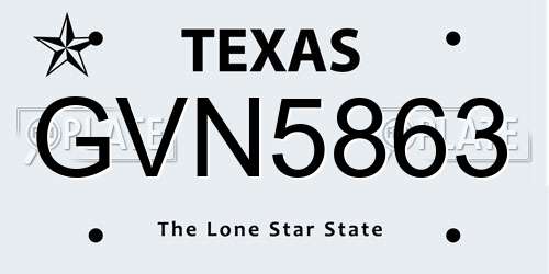 GVN5863 Texas License Plate
