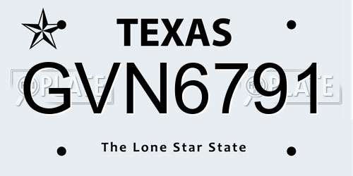 GVN6791 Texas License Plate