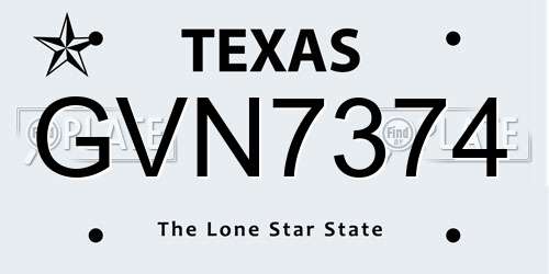 GVN7374 Texas License Plate