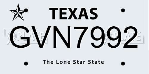 GVN7992 Texas License Plate