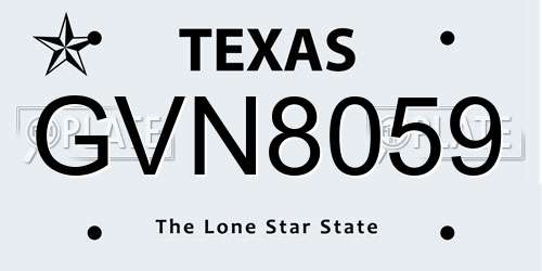 GVN8059 Texas License Plate
