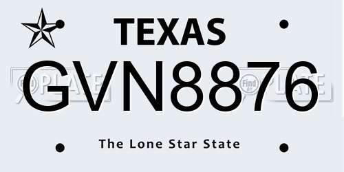 GVN8876 Texas License Plate
