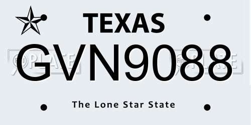 GVN9088 Texas License Plate